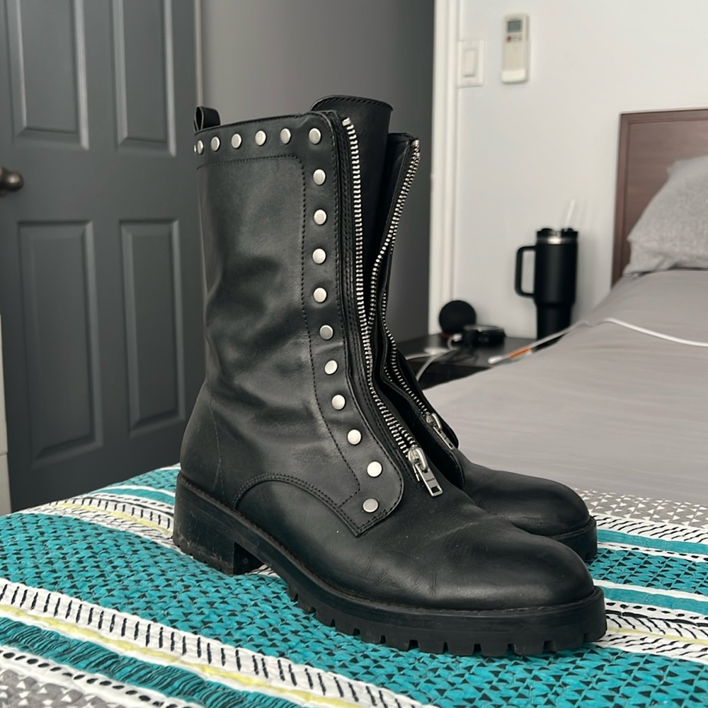 Coach zip up combat boots